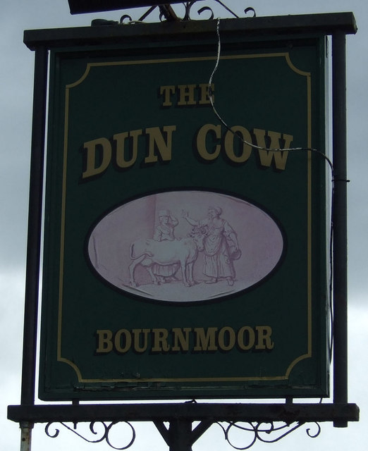 Sign for the Dun Cow, Bournmoor