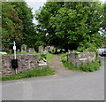 SW entrance to All Saints churchyard, Newland