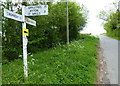 Fingerpost along Claydon Road