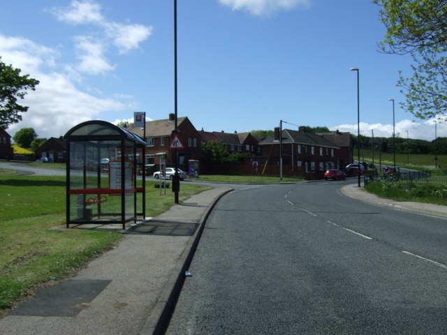 Bus stop and shelter on Moorsley Road, Low Moorsley