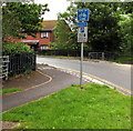 End of cycle lane - cyclists dismount sign, Knatchbull Close, Romsey 