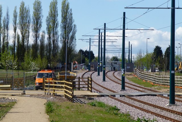 Tram tracks near the Toton terminus