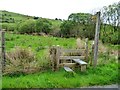 Public footpath signpost and stile, Cwm Pennant