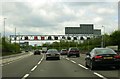 A motorway speed gantry over the M6