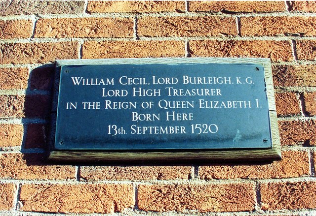 Plaque remembers William Cecil at Bourne, Lincolnshire