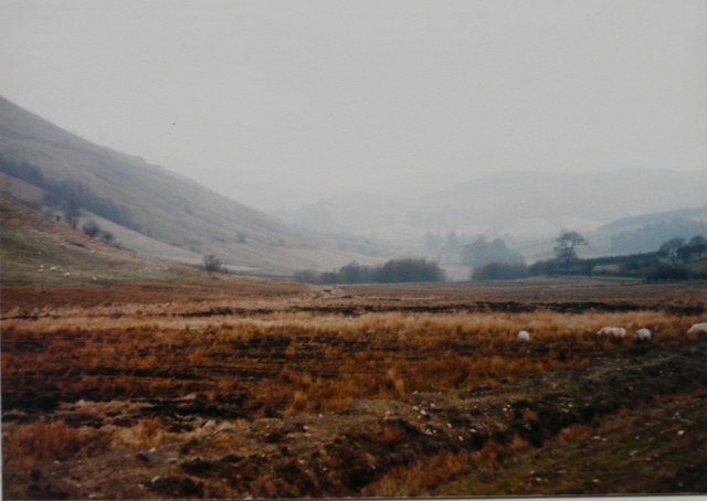 Looking south-southeast along the Gwesyn valley in 1987