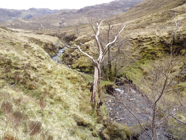Allt Bealach na h-Oidhche below its waterfall
