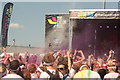 View of a small colour throw in front of the stage at the Colour Run