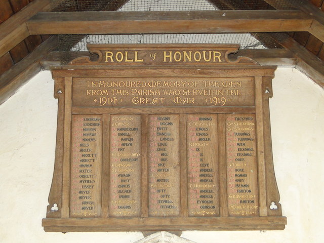 WW1 Roll of Honour at Mulbarton
