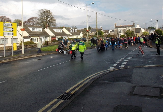 Back of the Remembrance Sunday Parade in Pencoed