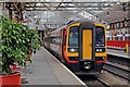 SJ7154 : East Midlands Trains Class 158, 158774, platform 4, Crewe railway station by El Pollock