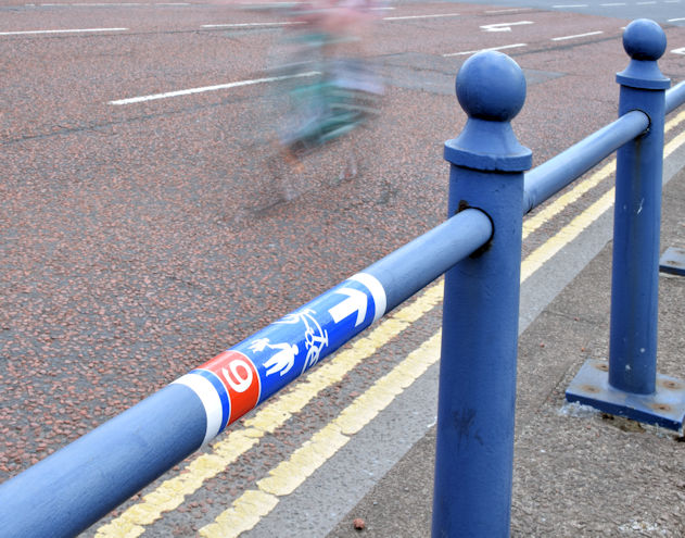 National Cycle Network sticker, Queen's Bridge, Belfast (June 2015)