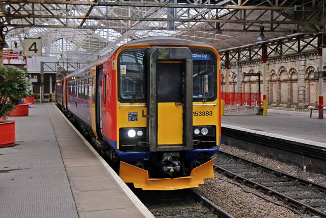 East Midlands Trains Class 153, 153383, platform 4, Crewe railway station