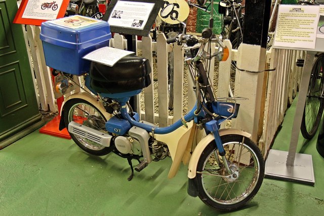 Yamaha QT50 moped, Wirral Transport Museum, Birkenhead