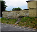 Steps up to a Union Street stone wall, Woodstock