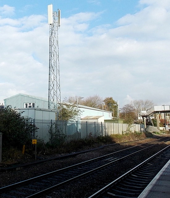 Communications mast at the edge of Pencoed railway station