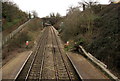 Railway between station footbridge and a road bridge, Danescourt, Cardiff