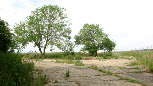 Hardstanding in fields by Hall Farm