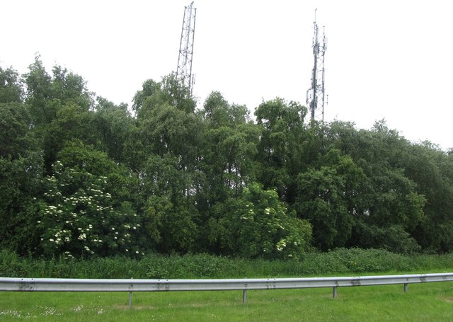 Telecommunications masts on the approach to Dublin Airport