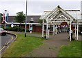 Entrance to the main building at Swansea West Services, Penllergaer