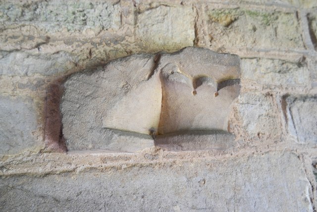 Saint Nicholas, Walcot: Re-used stone fragment in porch