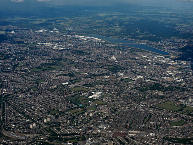 Edmonton and the Lea Valley reservoirs from the air