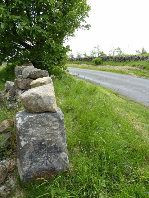 Benchmark on gatepost near Craigmead Car Park, Lomond Hills
