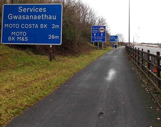 Motorway services distances sign, Chepstow