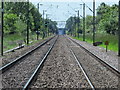 Railway tracks south of the level crossing, Slipe Lane, EN10