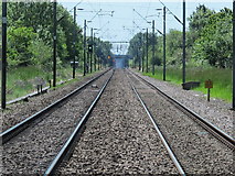 TL3605 : Railway tracks south of the level crossing, Slipe Lane, EN10 by Mike Quinn