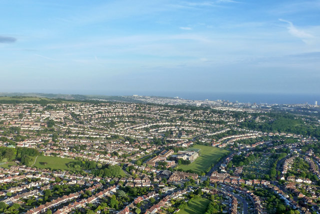 Aerial view over Patcham and Hollingbury