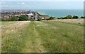 TV5997 : View east towards Eastbourne on the steep path to Beachy Head by Steve  Fareham