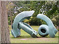 A Henry Moore sculpture in the woodland garden at Hatfield House