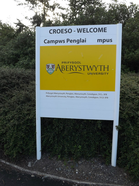 Aberystwyth University sign