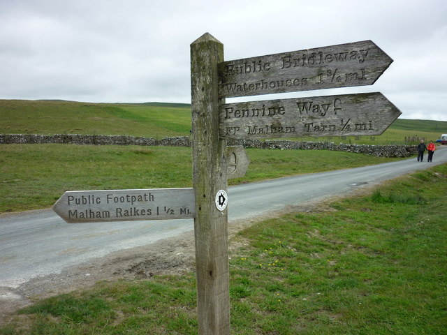 Pennine Way marker, Malham Tarn