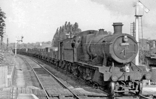 Down freight at Pangbourne, 1951