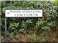 SS7297 : Woodlands Close sign by Geographer