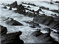 SS2118 : Shoreline at Welcombe Mouth, Devon by Roger  Kidd
