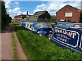 Narrowboats moored along the Trent & Mersey Canal