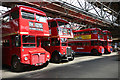 Vintage buses in Potters Bar bus garage