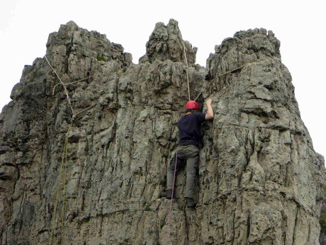 Climber on Harboro rocks