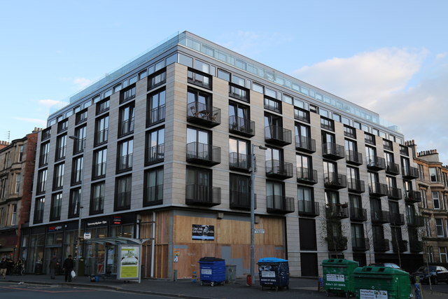 New block of flats at the junction of Montague Street and Great Western Road