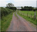 Entrance road to Marsh Water Ponds coarse fishery near Kidwelly