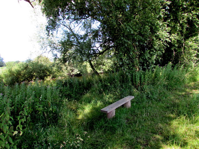 Bench at the edge of the River Usk, Clytha Estate