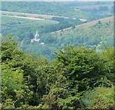 SU6822 : East Meon's church of All Saints from Butser Hill by Rob Farrow