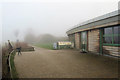 SP9313 : The almost deserted Visitor Centre at College Lake on a foggy day by Chris Reynolds
