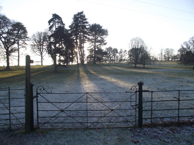 Gates adjacent to river crossing in Millichope Park