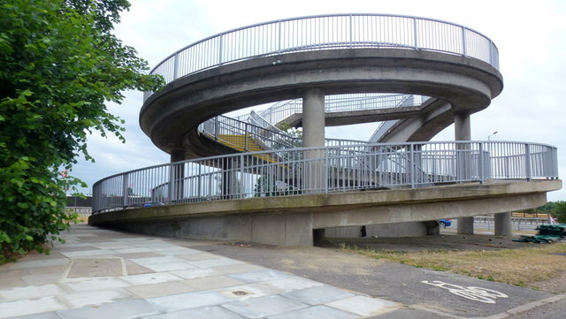 Spiral ramp for footpath over the bypass