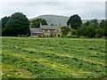 Hay field, house and hill at Hesketh lane