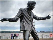 SJ3389 : Billy Fury Statue, River Mersey by David Dixon